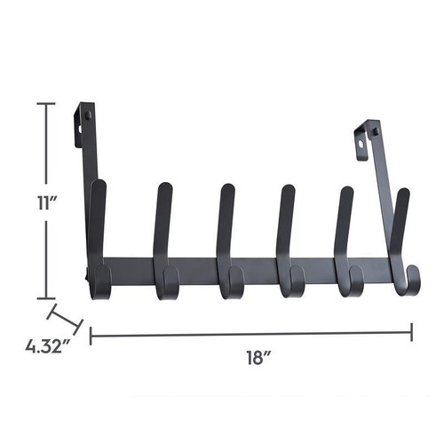 Over Door Hook Rack 6 Double Hooks Towel Robe Organizer Heavy Duty Tool Free New - Picture 3 of 7