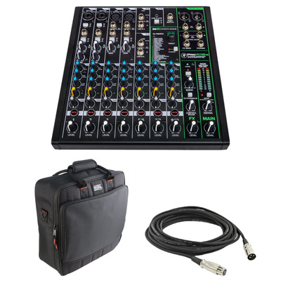 Mackie ProFX10V3 with Gator G-MIXERBAG1515 and XLR Cable