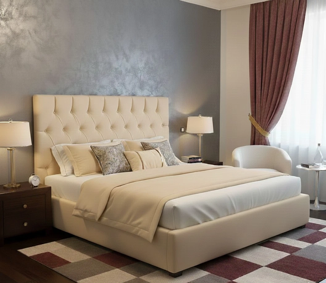 Copritestiera In Velluto Elastico Per Letto Singolo, Matrimoniale E King Size – Giallo Beige