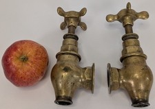 Set Of 2 Antique Brass Teardrop Globe Taps Bath Filler Bib Taps Large