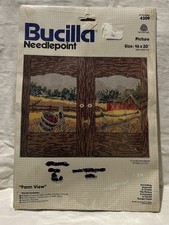 Vtg Bucilla Needlepoint Kit 4309 Farm View 16x20 100 Pure Wool Made In USA