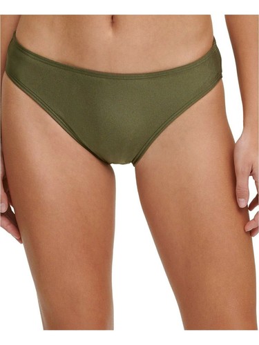 DKNY Women's Green Stretch Low-Rise Bikini Classic Scoop Swimsuit Bottom XL