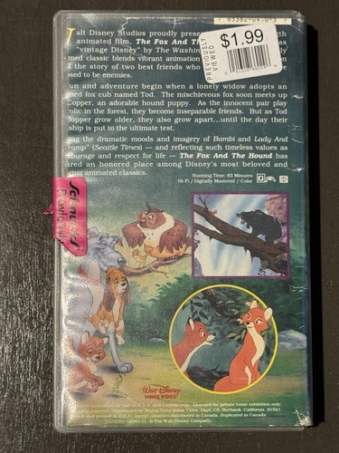 The Fox and the Hound (1994) VHS - Walt Disney Classics - Former Rental - Rare - Picture 2 of 3