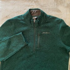 Eddie Bauer Pullover Mens 2XLT Green Heather 1/4 Zip Sweater Fleece Gorpcore