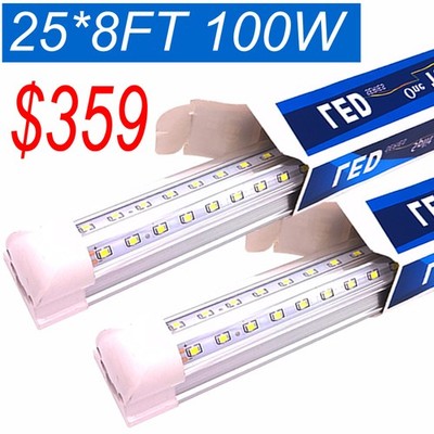 25pack 8Ft Led Garage Lights 100W 8 Foot Linkable Light Shop Light Fixture 6500K