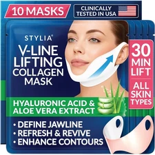 STYLIA V Line Lifting Collagen Mask - Lift, 10 Count (Pack of 1), V-Line Lift 