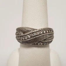 Judith Ripka Sterling Silver Diamonique Bypass Band Ring Size 8