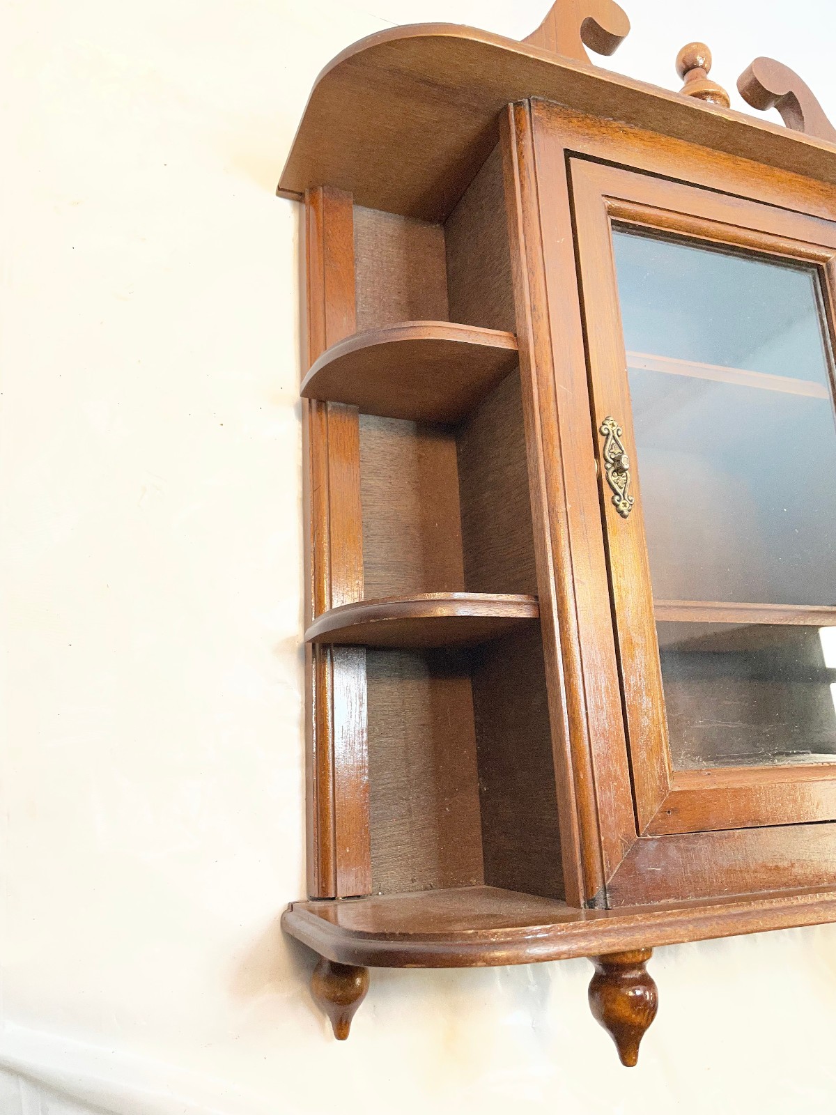 Vintage Miniature Wooden Curio Display Case Cabinet Wall Hanging Table Top