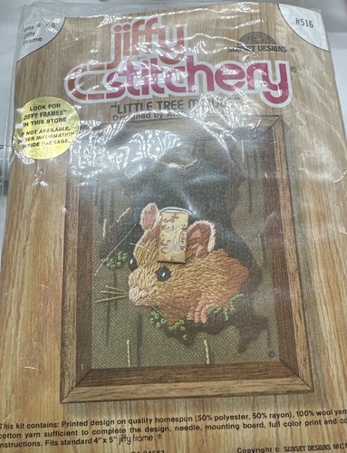 Jiffy Stitchery Kit Vintage 1978 Adorable #516 LITTLE TREE MOUSE Neu Versiegelt - Bild 2 von 5