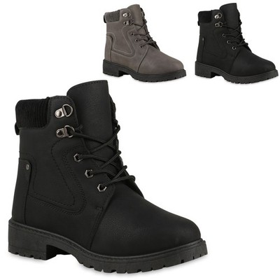 Damen Warm Gefüttert Worker Boots Stiefeletten Schuhe 838053 Trendy Neu