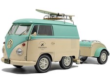 2024 VOLKSWAGEN COOL COMBI VAN W/TRAILER LONG BEACH SURF 1/18 BY SOLIDO S1810905