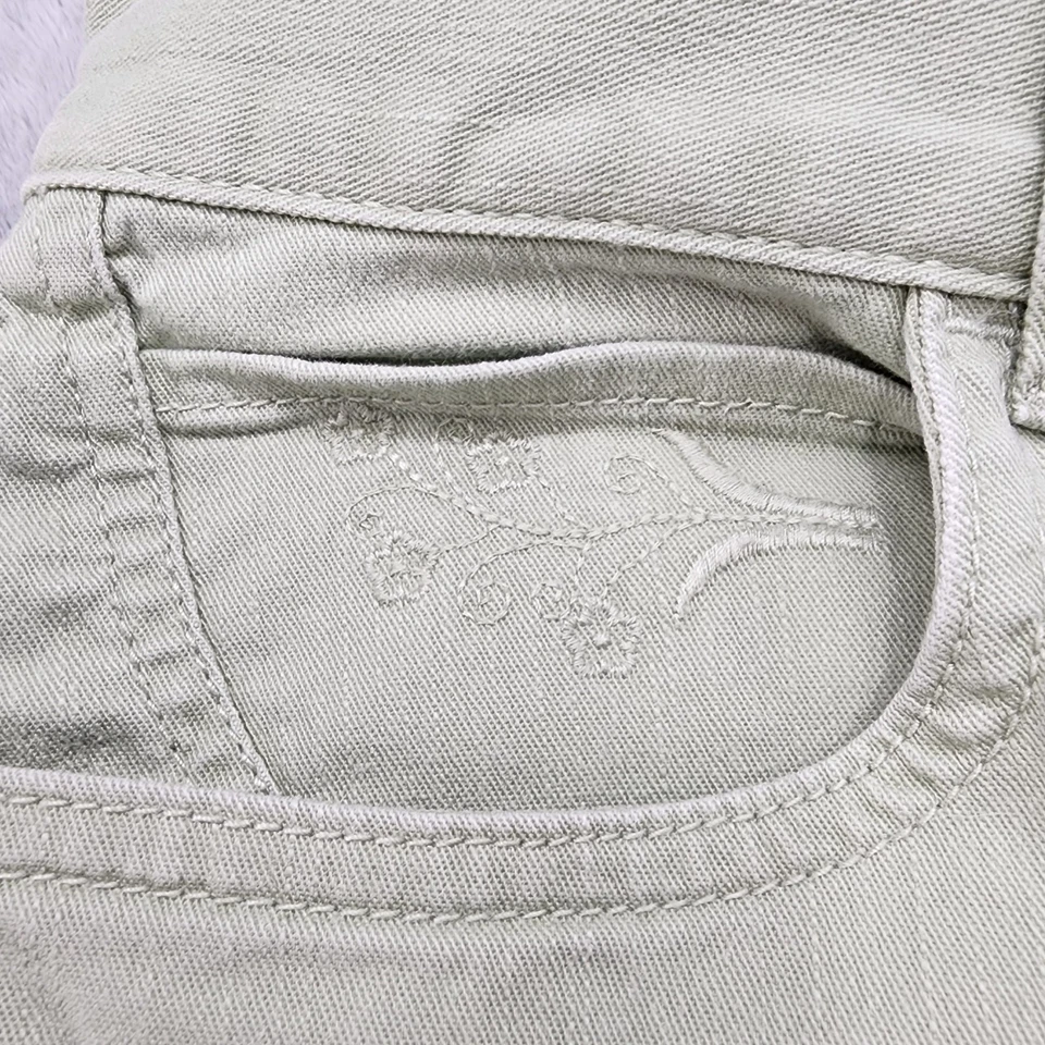 Christopher & Banks 牛仔裤女式 6 绿色中腰直筒弹力牛仔布 — 第 2/4 张图片