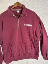 Yamaha 1/4 Zip Polo Rugby Mock Neck Pullover Large Navy White Embroidered