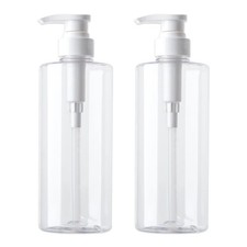 Refillable Lotion Soap Dispenser Plastic Pump Bottle 20oz Clear 2 Pack