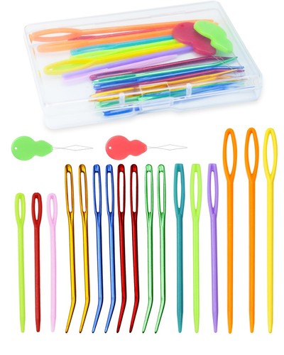19 Pcs Yarn Needles Set, Assorted Yarn Needles Bent Tapestry Needle Weaving N...