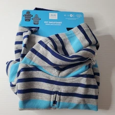 ALDI Gear Dog Cat Pet Sweatshirt Sweater Hoodie Gray Blue Stripes Size Medium M