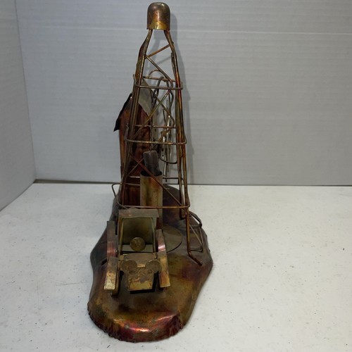 Sankyo Japan metal tin Oil Rig well music box wheel sculpture display works - Picture 5 of 6