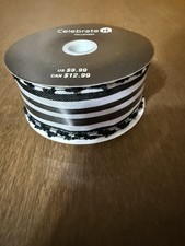 Celebrate It Halloween Wired Ribbon 1.5 Inch X 30 Feet Black White Striped New