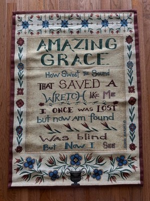 Amazing Grace Inspirational Folk Art Tapestry Wall Hanging ~ Artist, Cindy Shamp