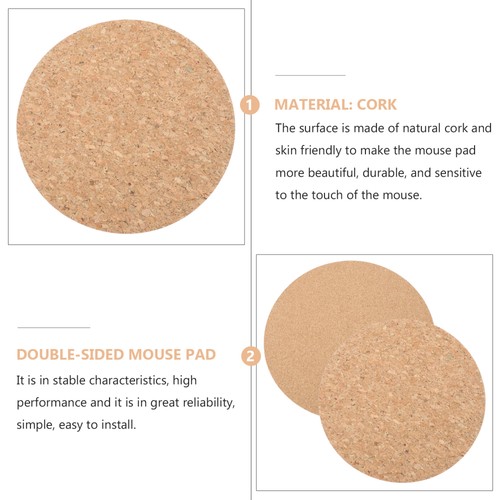 2 Pcs Cork Mouse Pad Work Office Base Palm Rest Enhanced Round Mousemat - Afbeelding 8 van 12