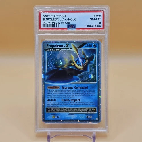 PSA 8 EMPOLEON LV.X 120/130 | D&P Base Holo Graded Pokemon Card