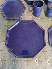 2- 5 Piece Block Bennington Vermont Pottery Place Settings, Blue.