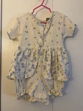Vintage Sostanza Contemporary Apparel Girls One Piece Size 2T Blue White Button