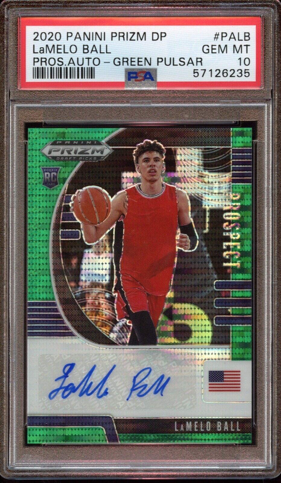 2020 Prizm Draft Picks Lamelo Ball GREEN PULSAR Auto /25 PSA 10 GEM MT