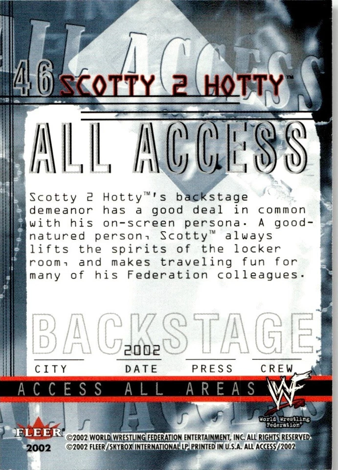 2002 Fleer WWF All Access Scotty 2 Hotty #46 - Image 2 of 2