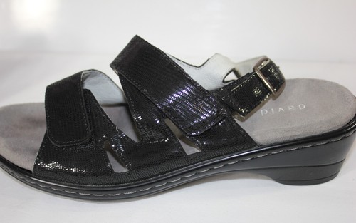 David Tate Damen-Sandalen schwarz seidiges Leder Riemen Größe 7,5 N Klettverschluss - Bild 2 von 9