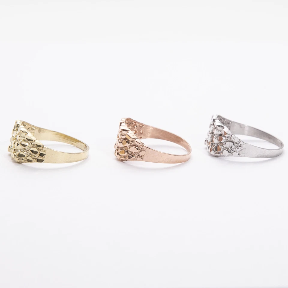 Anel de pepita quadrado de ouro 10K sólido ouro rosa branco amarelo 10K - Imagem 2 de 4