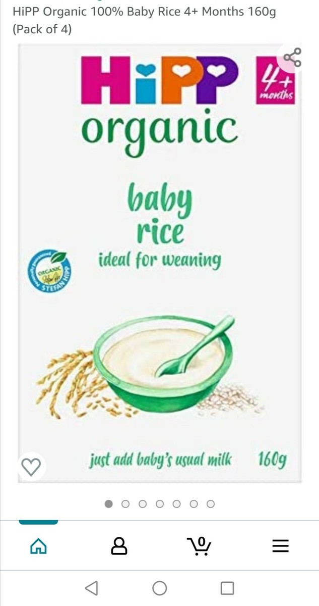Organic Hipp Baby rice months upwards, weaning 160gx3