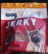Wag Chewy Jerky Dog Treats Whole Muscle American Chicken Breast 1 lb. EXP 10/24