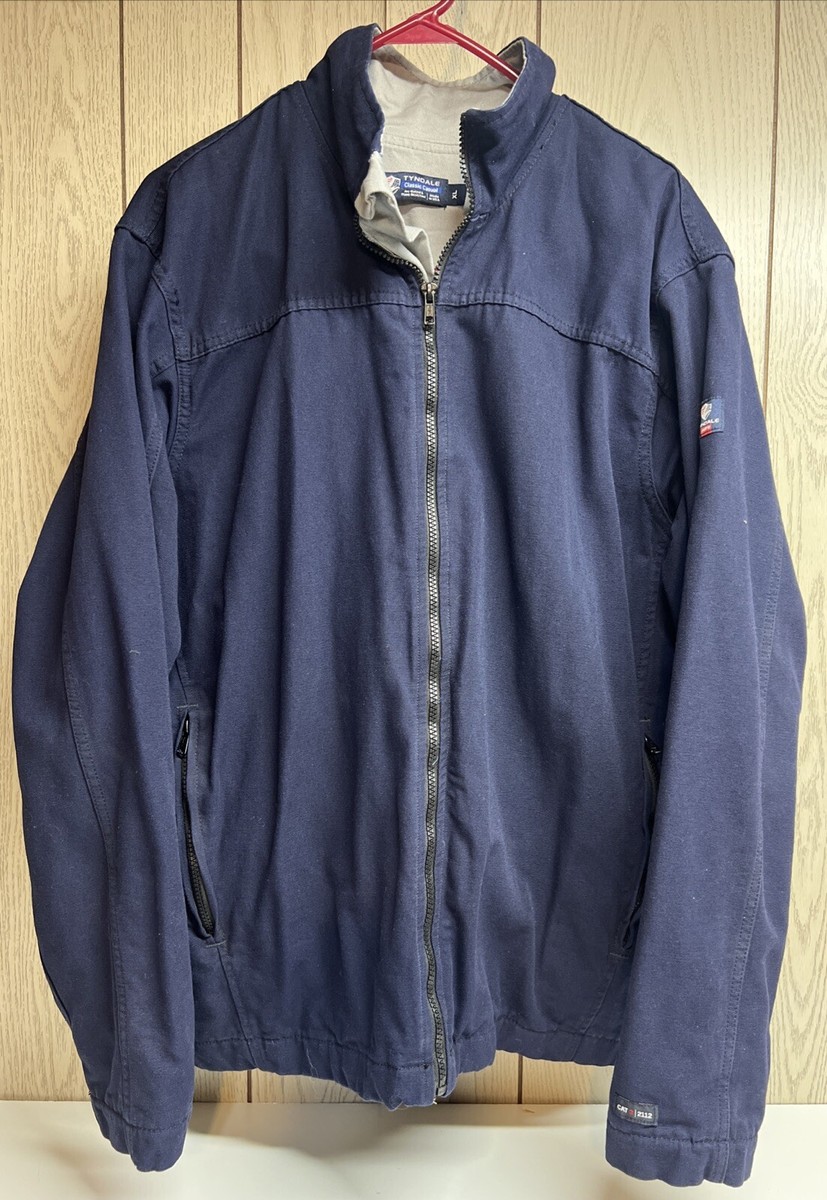 Tyndale Flame Resistant Jacket Mens XL Navy Blue Full Zip Hooded