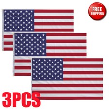 3PCS 3' x 5' FT USA US U.S. American Flag Polyester Stars Brass 2 Grommets