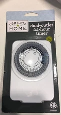 new complete home Dual Outlet 24 Hour Timer controls 2 devices lamp security