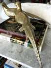 Vtg Mcm Brass Pheasant Figurines Statues Sculpture Art Decor 15" Long (Set of 2)