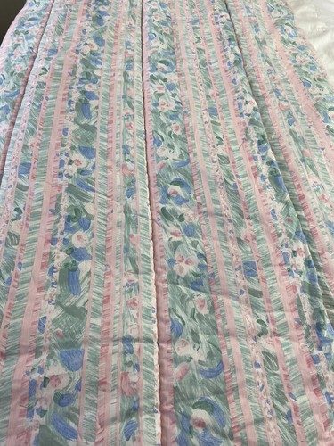 NEW Croscill TWIN SET Watercolor Floral/Striped COMFORTER + SHAM Pink Green Blue - Picture 4 of 8