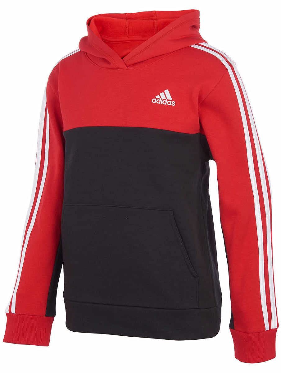 Adidas Red Black Fleece Lined Hoodie Sweatshirt Boy's Youth Large 14