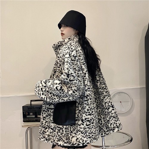 Donna Fodera Pile PU Ecopelle Giacca Doppio Lato Cappotto Gotico Termico Inverno - Foto 3 di 13