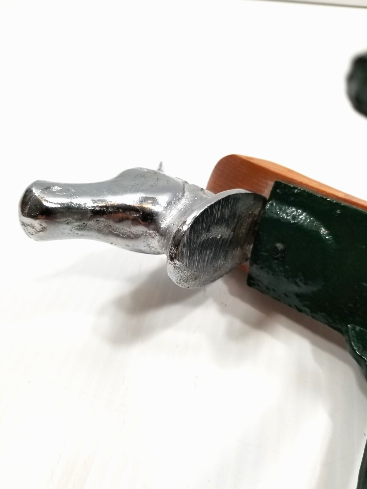 Cast Iron & Wood Aluminum Horse Head Green Tack Rack Holder Hook Barn