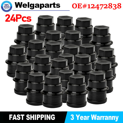 #ad Set of 24 Wheel Lug Nut Cap Black Plastic for Chevrolet GMC Cadillac Truck USA $16.71