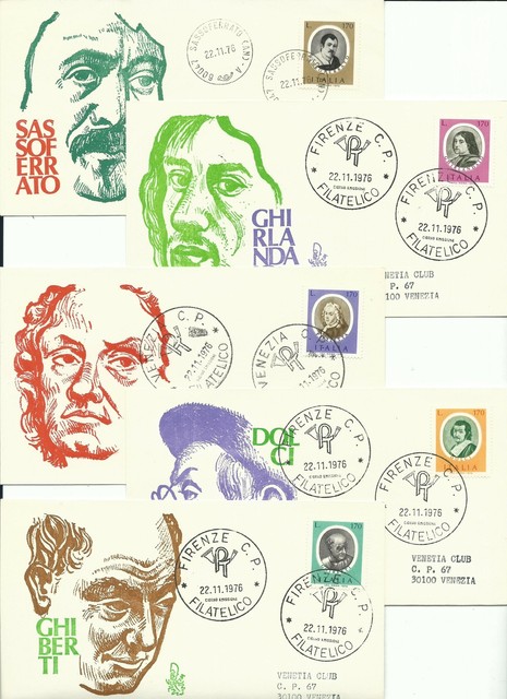 1976 FDC VENETIA 421-1-2-3-4-5/IT ARTISTI ITALIANI 4 SERIE VIAGGIATE MF22758 1976 FDC VENETIA 421-1-2-3-4-5/IT ARTISTI ITALIANI 4 SERIE VIAGGIATE MF22758