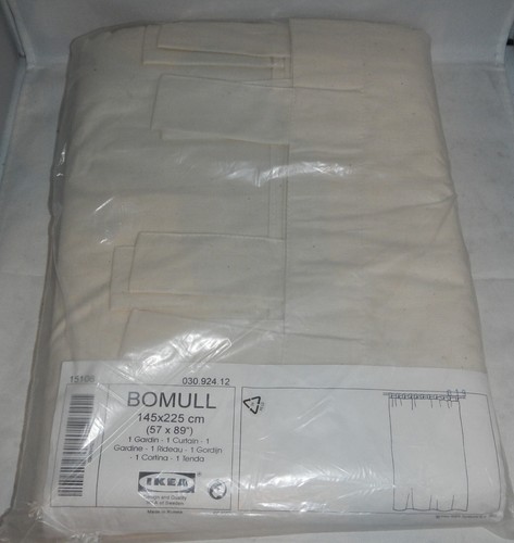 IKEA Bomull 100% Cotton Window Panel Curtain 57x89 One Panel Ivory Beige Tab Top - Picture 3 of 5