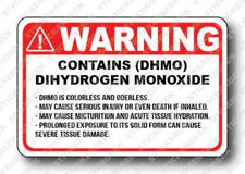 Warning Sticker CONTAINS DHMO DIHYDROGEN MONOXIDE Water Tumbler Bottle Sticker