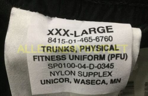 USGI-Unicor-Military-ARMY-IPFU-PT-Physical-Training-Shorts-Black-3XL-NEW-w-Tag