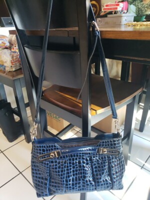 Handbag Women Purse Shoulder Bag Beautifuly Done Blue/black Raised Dots