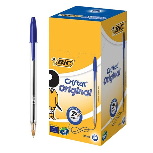 Original Bic Crystal BallPoint Pens Medium 1.0mm Ball Point Biros Black Blue Pen - Picture 4 of 8