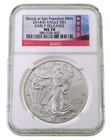 2014(S) S$1 Silver American Eagle Graded by NGC as MS70 Early Releases