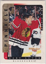 1996-97 PINNACLE BE A PLAYER AUTO: GARY SUTER #180 ON CARD AUTOGRAPH BLACKHAWKS